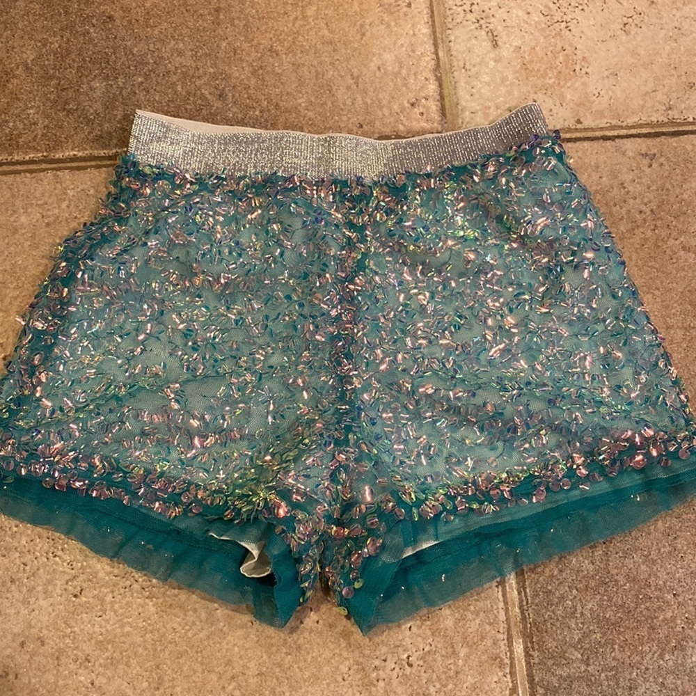 Hannah Banana kids blue sequin shorts size 6